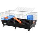 PawHut 119cm Small Animal Cage for Rabbit Ferret Guinea Pig w/ Food Dish Black