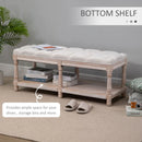 HOMCOM Vintage Shoe Benches with Top Cushion 115x40x48cm - Cream