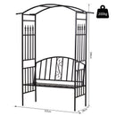 Outsunny Metal Arch Garden Bench - Black