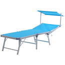 Outsunny Outdoor Lounger Fold 180° Reclining Chair w/ Adjustable Canopy Blue