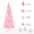 HOMCOM Christmas Tree Slim Pink 5' with 250 Warm White LED Lights