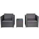 Outsunny 3Pcs Patio 2 Seater Rattan Sofa Garden Furniture Set Coffee w/ Cushions