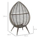 Outsunny Wicker Rattan Egg Chair with 4 Legs Grey