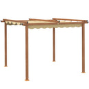 Outsunny 3 x 3 m Retractable Pergola Canopy w/ Aluminium Frame for Patio, Khaki