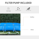 Outsunny Blue Swimming Pool with Steel Frame & Filter 315L x 225W x 75H cm