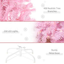 HOMCOM Christmas Tree Slim Pink 5' with 250 Warm White LED Lights