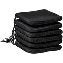 Outsunny Set of 6 Chair Cushion Seat Pads Dining Chair w/ Straps Outdoor Black