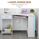 HOMCOM Corner Computer Desk with Shelves 75x120x70cm White
