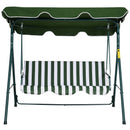 Outsunny- 3 Seater Swing Bench with Adjustable Canopy - Green Stripe