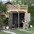 Outsunny Garden Storage Shed Tool Organizer w/ Table, 139x75x160cm, Dark Grey