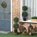 HOMCOM Set of 2 Potted Artificial Plants Ball Tree with Lavender Flowers, 70cm