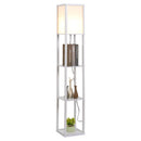 HOMCOM Floor Lamp Reading Lamp with 3-Tier Storage Shelf for Home Office White
