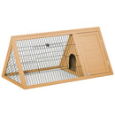 PawHut Wooden Rabbit Hutch Triangle Bunny Ferret Cage Guinea Pig Run Yellow