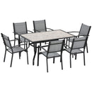 Outsunny 7 Piece Garden Furniture Set w/ Dining Table Chairs 6 Seater Grey