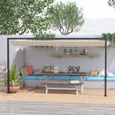 Outsunny 4 x 3(m) Outdoor Pergola Retractable Canopy Wall Mounted Gazebo, Beige