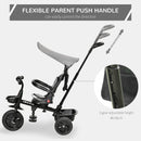 HOMCOM Baby Tricycle 4in1 Stroller with Handle - Grey