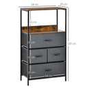 HOMCOM Fabric Chest of Drawers Storage Unit 58x29x103cm - Black