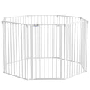 PawHut 2-in-1 Dog Pen, Safety Pet Gate, 8 Panels, for Medium Dogs, 90Hcm - White