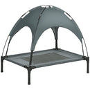 PawHut 76 cm Elevated Portable Dog Cot Cooling Pet Bed with UV Protection Canopy Shade