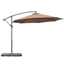 Outsunny 3(m) Banana Parasol Cantilever Umbrella Garden w/ Base Weights, Coffee