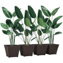 Outsunny 4-pack Plant Pots Rattan Effect, Flower Pot Stackable, Indoor/ Outdoor