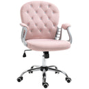 Vinsetto Office Chair Velour Diamond Tufted Padded Ergonomic 360° Swivel Pink