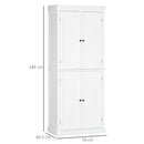 HOMCOM Modern Kitchen Storage Cabinet, 6-Tier Shelves W/ 4 Adjustable, White