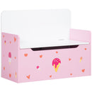 ZONEKIZ  2 in 1 Wooden Kids Storage Bench, Toy Box w/ Safety Rod - Pink