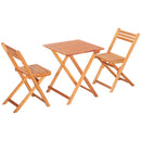 Outsunny 3Pcs Garden Bistro Set, Folding Outdoor Chairs and Table Set, Teak