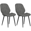 HOMCOM Dining Chairs Set of 2, Velvet Fabric Upholstered Kitchen Chairs with Solid Metal Legs for Dining Room, Living Room, Lounge, Grey