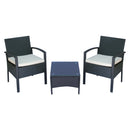 Outsunny 3PC Garden Rattan Bistro Set Balcony Dining Table 2 Seater Chair Black