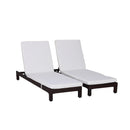 Outsunny Set of 2 Garden Rattan Wicker Sun Lounger Adjustable Relaxer Brown