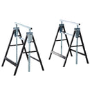 HOMCOM Set Of 2 Steel Saw Horses Telescopic Builders Work Bench Folding Black