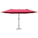 Oasis 4.6 m Double Sided Umbrella Parasol with Cross Base - Red
