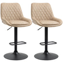 HOMCOM Bar Stools Set of 2, Adjustable Bar Chairs 360° Swivel for Kitchen Khaki
