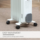 HOMCOM Oil Filled Radiator Seven Fin Portable Heater w/ Three Heat Settings, White