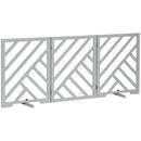 PawHut Wooden Pet Gate Foldable Freestanding Pet Gate w/ Three Panels - Grey