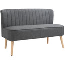 HOMCOM Linen-Feel Double Sofa w/ Wood Frame Foam Padding High Back, Grey