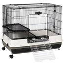 PawHut Small Pet Animal Cage w/ Metal Wire Top Platform Removable Tray 4 Wheels