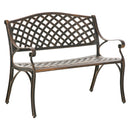Outsunny Cast Aluminium Garden Bench 2 Seater Antique Park Loveseat, Bronze
