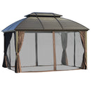 Outsunny 3.65 x 3(m) Aluminum Outdoor Gazebo w/ Hardtop Double Roof Sidewalls