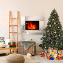 HOMCOM Electric Fireplace Heater 1800W Wall Mounted Flame Effect 7 Coloured LED Light Fire Glass Screen W/ Pebble & Remote Control