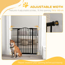 PawHut 74-100cm Adjustable Metal Pet Gate Safety Barrier w/Auto-Close Door Black