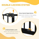PawHut 74-100cm Adjustable Metal Pet Gate Safety Barrier w/Auto-Close Door Black