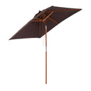Outsunny Wooden Patio Umbrella Market Parasol Outdoor Sunshade 6 Ribs Coffee