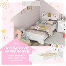 ZONEKIZ Unicorn-Designed Toddler Bed, Kids Bedroom Furniture - White