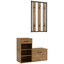HOMCOM Coat Rack with Shoe Bench Set with 6 Hooks, Storage Drawer and Cabinet