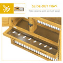 Pawhut Wooden Rabbit Hutch with Run, Asphalt Roof, Pull-Out Tray, Ramp, Yellow