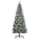 HOMCOM Christmas Tree Slim 6' with Pinecones and Berries