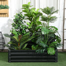 Outsunny 2 Tier Galvanised Raised Garden Bed Planter Box Open Bottom Dark Grey